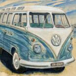 Schilderij getiteld "VW Combi 1960 T1" door Loran De Cevinne, Origineel Kunstwerk, Aquarel