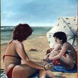 绘画 标题为“SUR UNE PLAGE PICAR…” 由Jacques Maumené, 原创艺术品, 油