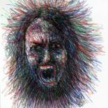 Dibujo titulada "Le cri 5" por Oscar Olarte, Obra de arte original, Bolígrafo Montado en Cartulina