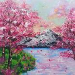 Картина под названием "PAISAJE EN FLOR" - María Del Carmen Pérez, Подлинное произведение искусства, Акрил Установлен на Дере…