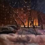 Painting titled "Мой двор" by Nina Silaeva, Original Artwork, Oil