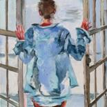 Pittura intitolato "Good morning, world…" da Vita Schagen, Opera d'arte originale, Olio Montato su Telaio per barella in leg…