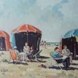 Painting titled "Scène de plage à De…" by Philippe Euger, Original Artwork, Oil