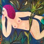 Drawing titled "Eve with apple" by Janna Shulrufer, Original Artwork, Pastel