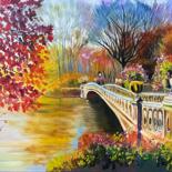 Pintura titulada "Autumn bridge" por Anna Pavlovich-Naneva, Obra de arte original, Oleo