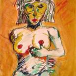 Painting titled "Woman with Wine" by Jason Stillman, Original Artwork, Oil