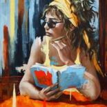 Painting titled "Un léger moment de…" by Sylvie Julkowski-Egard, Original Artwork, Oil Mounted on Wood Stretcher frame