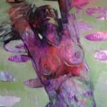 Malerei mit dem Titel "Dans la rivière vio…" von Olga David, Original-Kunstwerk, Acryl Auf Keilrahmen aus Holz montiert