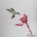 제목이 "Olive-backed Sunbir…"인 그림 Chunlei Zhang로, 원작, 잉크 나무 들것 프레임에 장착됨