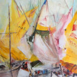 Peinture intitulée "Voilures" par Yveline Javer, Œuvre d'art originale, Huile