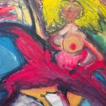 Painting titled "Belle femme séduisa…" by Paul Hartel, Original Artwork, Oil Mounted on Wood Stretcher frame