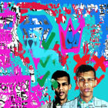 「Stromae」というタイトルの絵画 Karine Collombによって, オリジナルのアートワーク, デジタル絵画 ウッドストレッチャーフレームにマウント