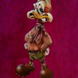Painting titled "Kombat Duck" by Gipé, Original Artwork, Oil Mounted on Wood Stretcher frame