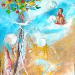 Pittura intitolato "Dans les nuages" da Bea Madelenat, Opera d'arte originale, Acrilico Montato su Telaio per barella in leg…