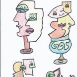 Peinture intitulée "figurines" par Balavoine Sophie, Œuvre d'art originale, Pastel