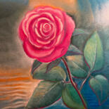 Pintura intitulada "Rose bei Vollmond" por Tamara Michel, Obras de arte originais, Óleo Montado em Armação em madeira