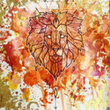 Drawing titled "Lion Zodiac" by Adamantine, Original Artwork, Ink