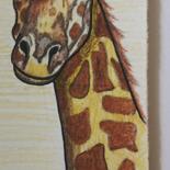 Tekening getiteld "Douce Girafe" door Portraits De L'Âme, Origineel Kunstwerk, Potlood