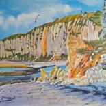 Schilderij getiteld "LES FALAISES D'ETRE…" door Alain Dervillez, Origineel Kunstwerk, Olie