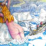 图画 标题为“Collision with Ice” 由Edwin Loftus, 原创艺术品, 粉彩