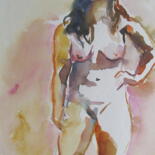 Peinture intitulée "Nu debout" par Jean-Noël Le Junter, Œuvre d'art originale, Aquarelle