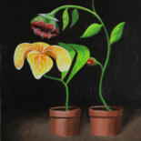 Malarstwo zatytułowany „Histoire de fleurs” autorstwa Christophe Stephan Durand, Oryginalna praca, Olej Zamontowany na Drewn…