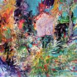 Schilderij getiteld "VILLA AND GARDEN" door Lautir, Origineel Kunstwerk, Olie