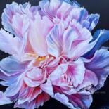 Malarstwo zatytułowany „Delicate peony” autorstwa Anna Pavlovich-Naneva, Oryginalna praca, Olej Zamontowany na Drewniana ram…