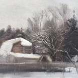 Pintura intitulada "Зимний пейзаж" por Igor Masin, Obras de arte originais, Óleo Montado em Outro painel rígido