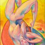 绘画 标题为“Sunbather on a red…” 由Alexandr Shengeliya, 原创艺术品, 油