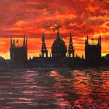 「The city at sunset」というタイトルの絵画 Valeriia Prasolによって, オリジナルのアートワーク, 水彩画