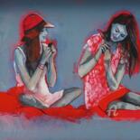 Peinture intitulée "série Gris et rouge…" par Marie Andrée Hembert, Œuvre d'art originale, Acrylique Monté sur Châssis en bo…