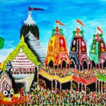Ζωγραφική με τίτλο "Rath Yatra 2024" από Kishore Bishoi, Αυθεντικά έργα τέχνης, Ακρυλικό