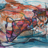 Peinture intitulée "Intertwined" par Shashintha Dilhani, Œuvre d'art originale, Stylo à bille Monté sur Verre
