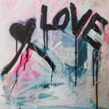 Painting titled "LoVe" by Delphine Dessein, Original Artwork, Acrylic Mounted on Wood Stretcher frame
