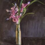 Painting titled "Гильза. Ирисы." by Olga Samar, Original Artwork, Oil
