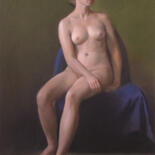 绘画 标题为“Nude seated on blue” 由Oleg Sergeev, 原创艺术品, 粉彩