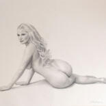 Drawing titled "Courbes 30 - Liz (2)" by Jean-Pierre André Leclercq, Original Artwork, Graphite