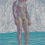 Dessin intitulée "Standing on a stone" par Sergey Sovkov, Œuvre d'art originale, Conté