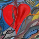 Schilderij getiteld "Rotes Herz" door Hansjörg Hermann, Origineel Kunstwerk, Olie