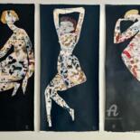 Malerei mit dem Titel "The Three Tattooed…" von Ilya Volykhine, Original-Kunstwerk, Acryl Auf Andere starre Platte montiert