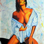 Peinture intitulée "Beauté forte à geno…" par Jacques Maupas, Œuvre d'art originale, Huile Monté sur Châssis en bois