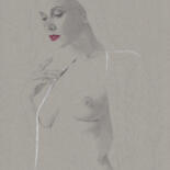 Tekening getiteld ""Pose Nr.38 (23:17)"" door Walter Roos, Origineel Kunstwerk, Potlood
