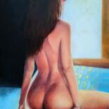 Peinture intitulée "In front of the win…" par Ljubov Ananina, Œuvre d'art originale, Huile Monté sur Châssis en bois