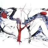 绘画 标题为“Gray tree with nest…” 由Alfred Freddy Krupa, 原创艺术品, 丙烯 安装在其他刚性面板上