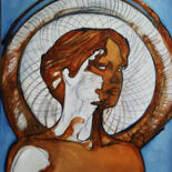 Painting titled "Extase de l’Absence" by Cesar Aguilar (Raçe), Original Artwork, Acrylic Mounted on Wood Stretcher frame