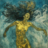 Peinture intitulée "Golden Dancer in Mo…" par Jan Keteleer, Œuvre d'art originale, Peinture numérique
