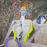 Painting titled "Medusa‘s Cube" by Eda Groneberg, Original Artwork, Acrylic Mounted on Wood Stretcher frame