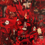Collages intitulée "ARDENT" par Jihène Bouden, Œuvre d'art originale, Acrylique Monté sur Panneau de bois