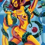 Painting titled "№ 00328 «A Fall fro…" by Apollonas Soben, Original Artwork, Oil Mounted on Wood Stretcher frame
